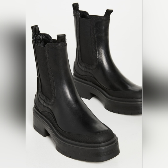 Edgy Sam Edelman Water Repellent Black Leather Chelsea Boots - Picture 5 of 14